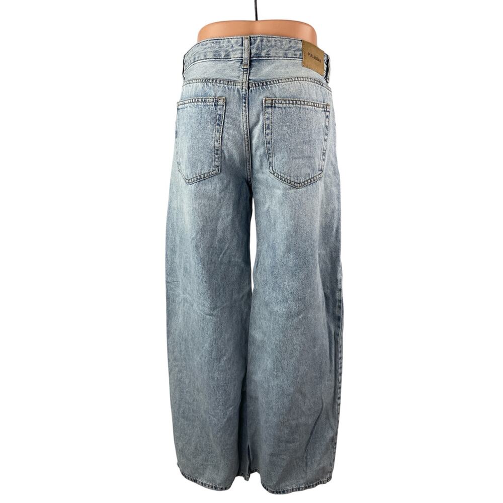 Pull & Bear Women's Blue Light Wash High Rise Wide Leg Baggy Denim Jeans Sz 0 - Picture 4 of 6